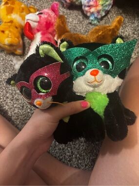Ty Beanie Boos Jinxy the Black Cat plush and another Halloween Cat